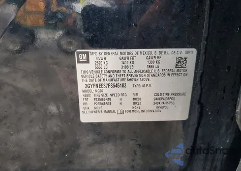 2015 Cadillac Srx Luxury Collection z USA, uszkodzony, nr VIN 3GYFNEE37FS545183